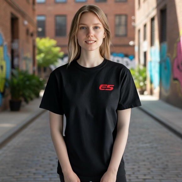 Next Level Apparel Tops - E5 Custom Corvette Wheels Black with Red Logo Unisex Tee Shirt size Medium